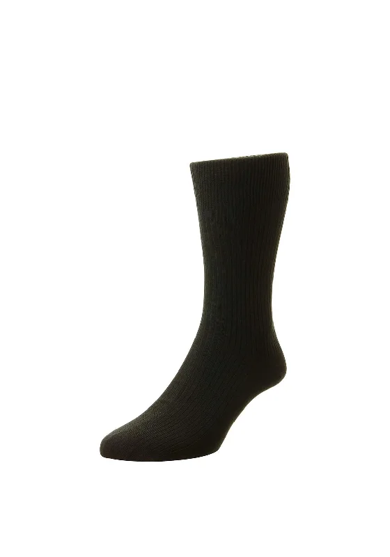 HJ Classic Collection Pure Cotton Rib Socks Size Medium, Black UK6-11