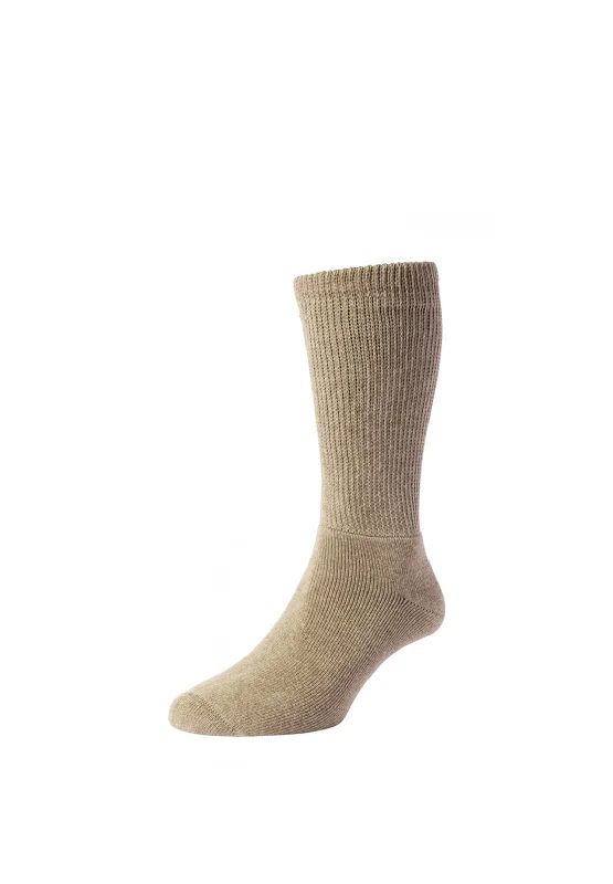 HJ Hall Diabetic Cotton Socks, Oatmeal Melange