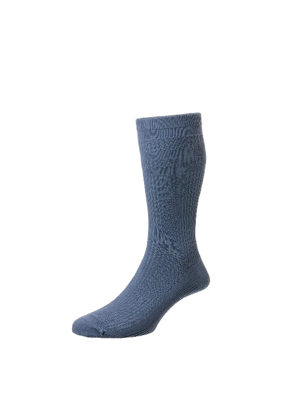 HJ Hall Softop Cotton Rich Socks, Slate Blue