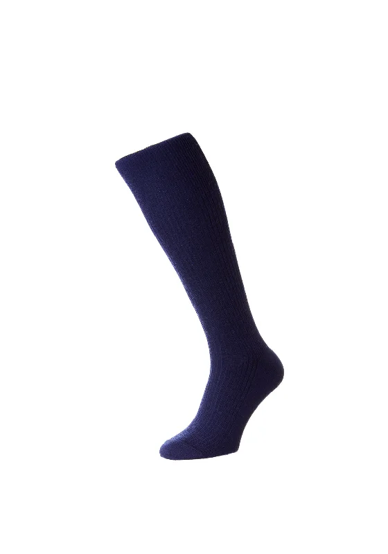 HJ Hall Immaculate Half Hose Wool Rich Socks, Navy