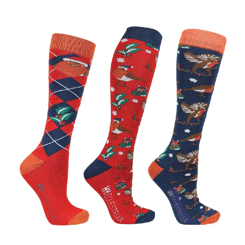 Hy Equestrian Ruby the Robin Christmas Socks Pack of 3