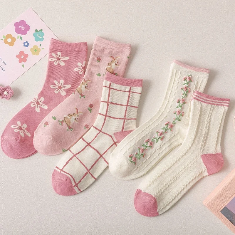 Spring Pink Floral Socks