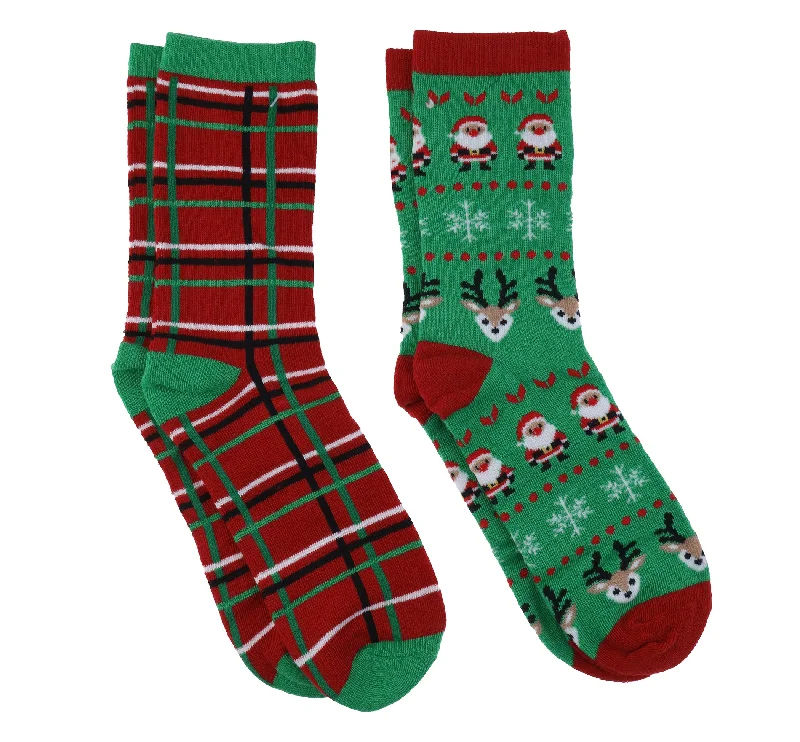 Ladies 8" Christmas Fairisle Crew Socks with Velvet Twister