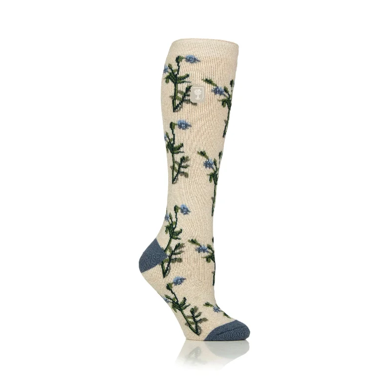 Ladies RHS Lite Wellington Boot Socks - Foliage Oat