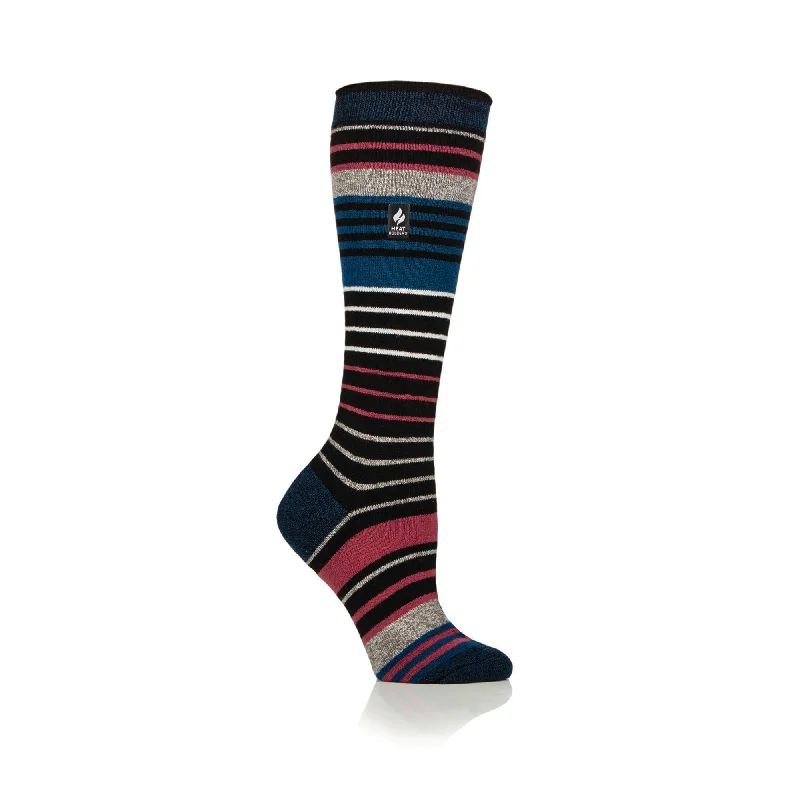 Ladies Ultra Lite Jura Long Ski & Snow Sports Socks - Black & Teal