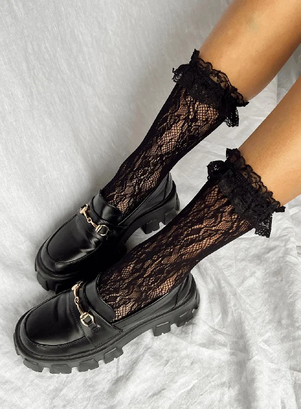 Liani Ruffle Socks Black