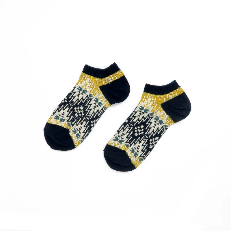 Maze Tribal Low Socks - Black and yellow