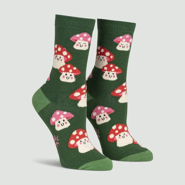 Mellow Mushrooms Women's Fuzzy Crew Socks