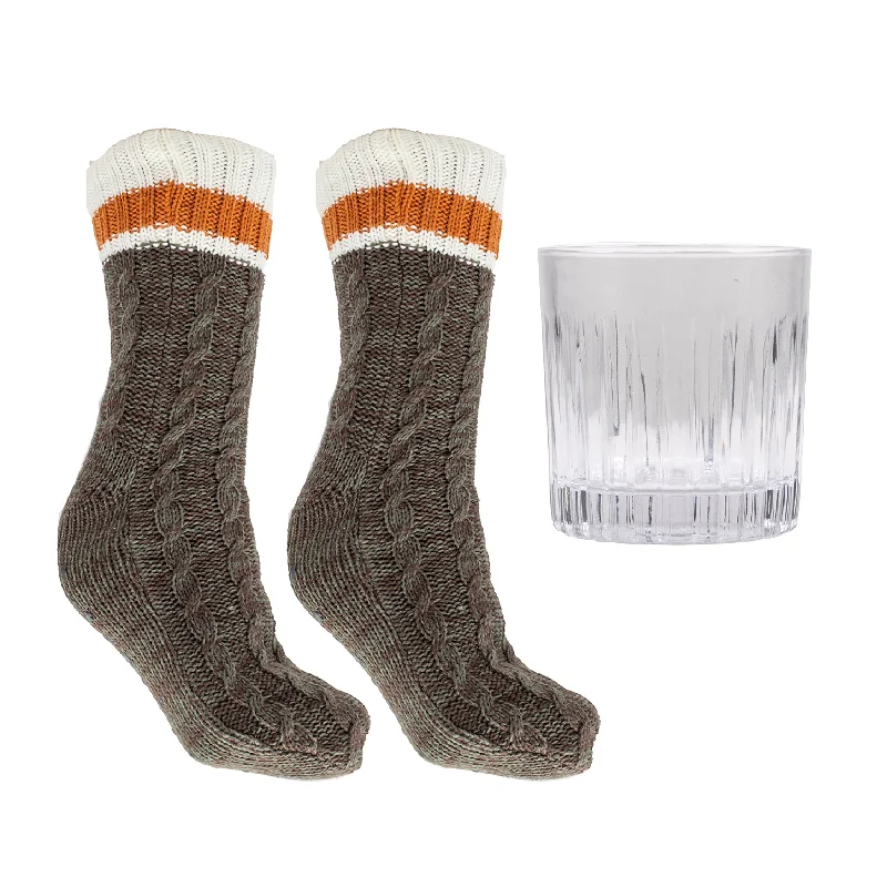 Men’s Socks on the Rocks Gift Set | Bourbon Infused Slipper Socks & Tumbler