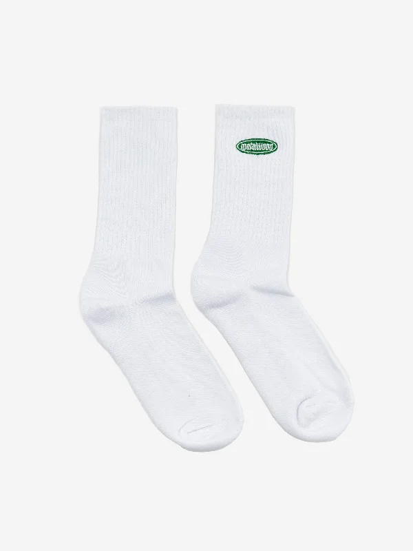 metalwood Oval Logo Crew Sock - White