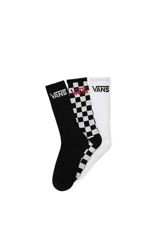 Vans Classic Crew 3 Pair Socks, White Multi