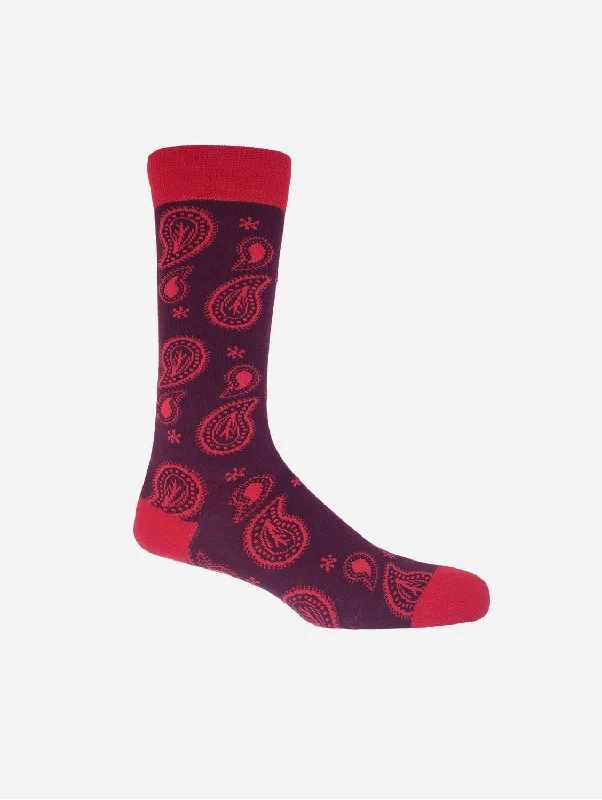 Paisley Men's Organic Cotton Socks | Burgundy