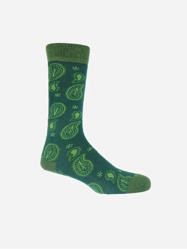 Paisley Men's Organic Cotton Socks | Green