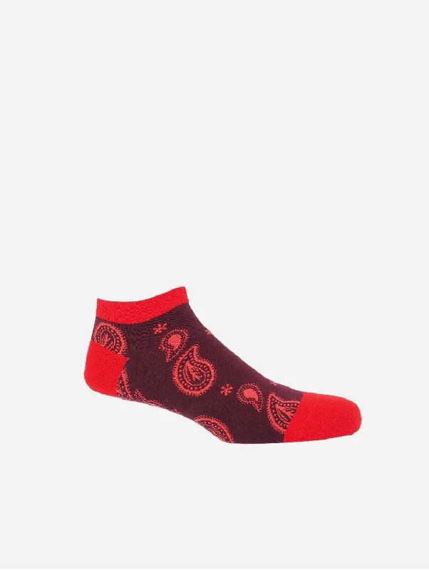 Paisley Men's Organic Cotton Trainer Socks | Burgundy