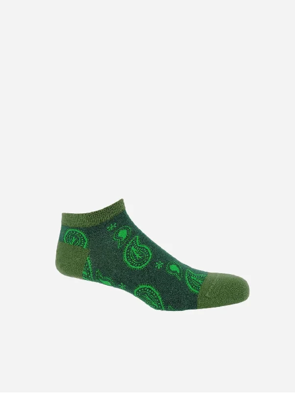 Paisley Men's Organic Cotton Trainer Socks | Green