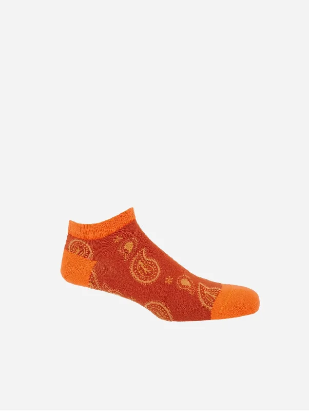 Paisley Men's Organic Cotton Trainer Socks | Orange