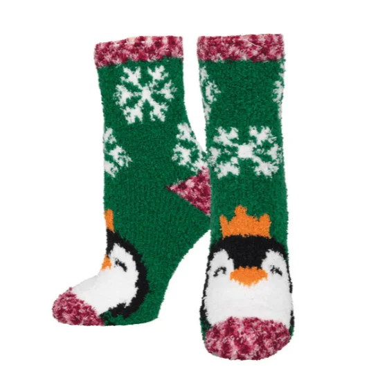 Penguin Fuzzy Women's Crew Socks