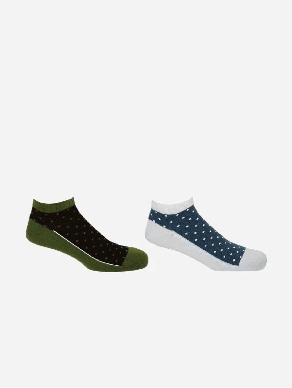 Polka Men's Organic Trainer Socks Bundle - White & Khaki