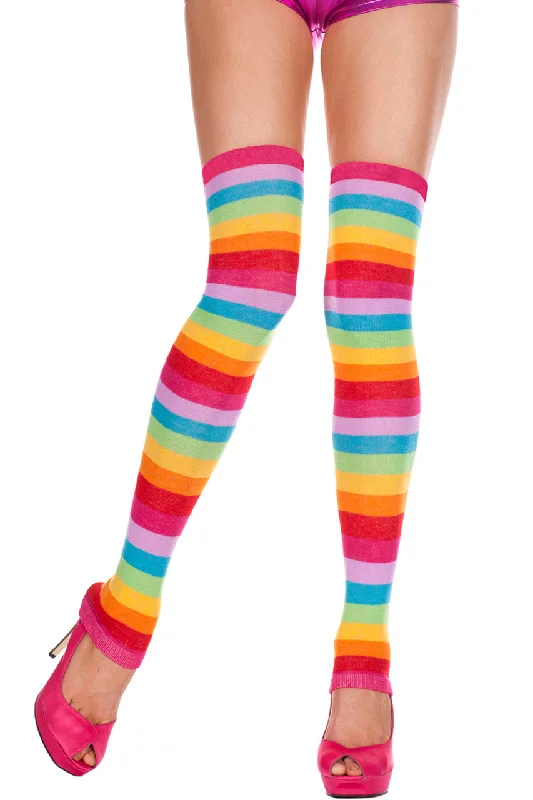 Rainbow Thigh High Footless Stockings