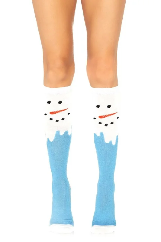 Snowman Print Knee Highs