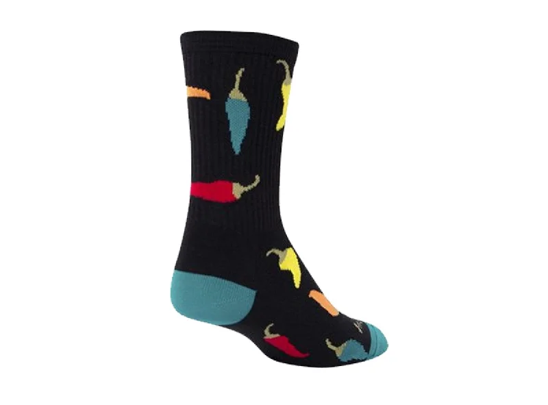 SockGuy 6" Crew Cuff Sock - Peppers - Black-Blue