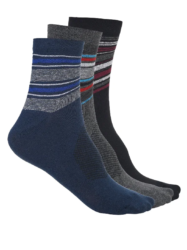 Vimal Jonney Men's Cotton Solid Full Socks, Free Size, Pack of 3 (Multicoloured)