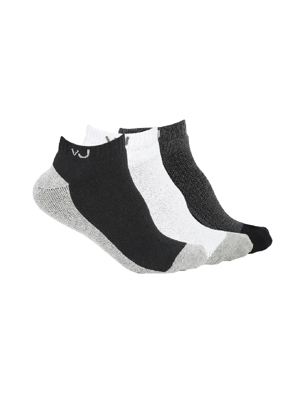 Vimal Jonney Men's Cotton Solid Ankle Socks, Free Size, Pack of 3 (Multicoloured)