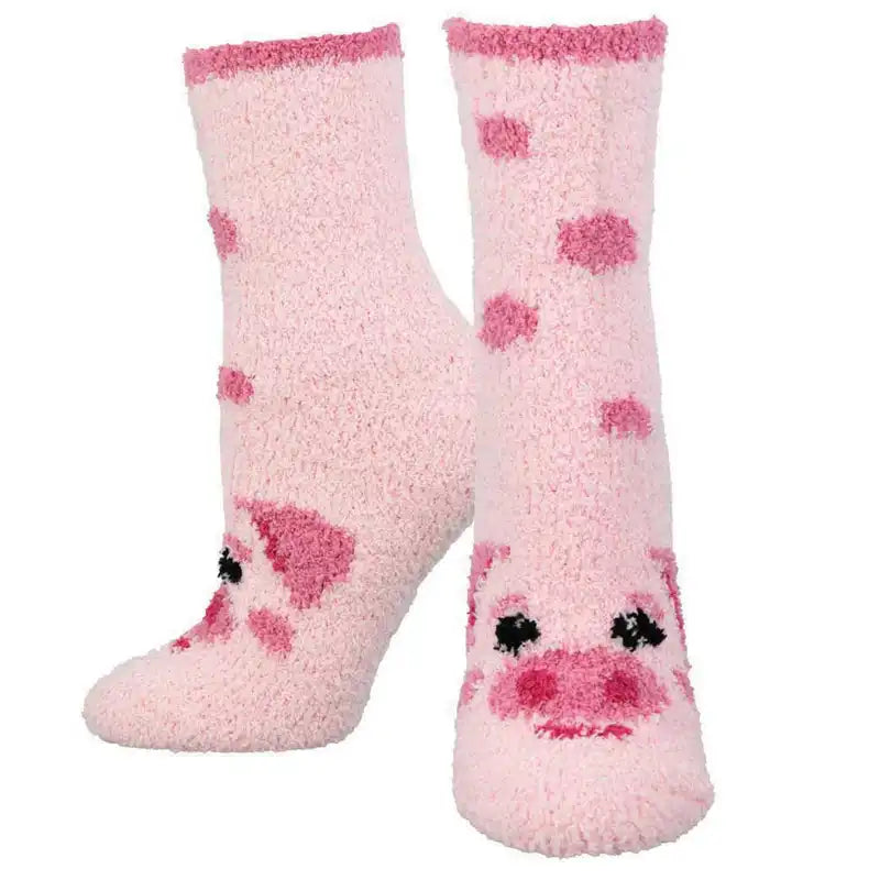 'Little Piggy' Printed Plush Women's Socks