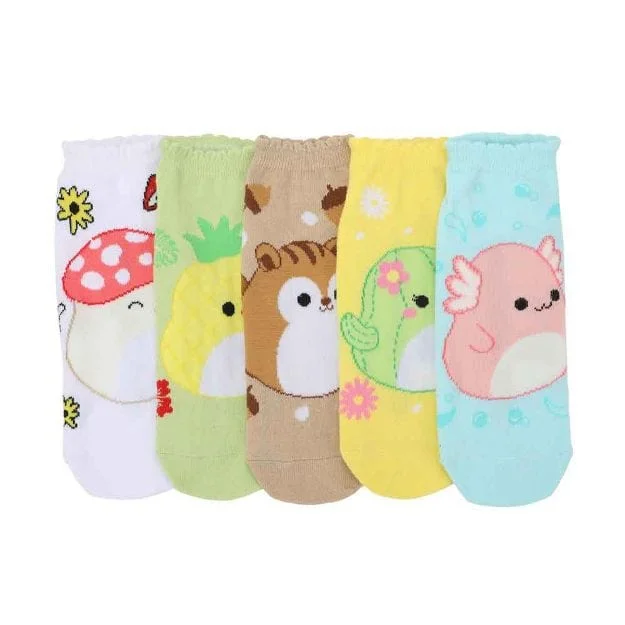 Squishmallows Scalloped Cuff 5 Pair Ankle Socks