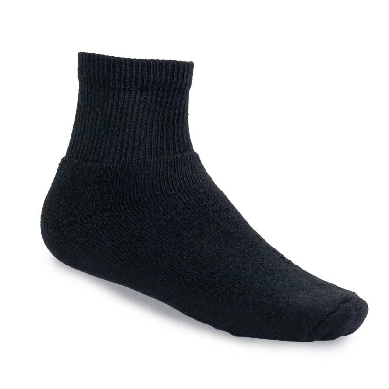 Stone Peak Adult 1/4 Crew Sport Socks - Black 3pk