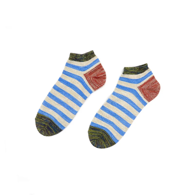 Stripe low socks - Blue