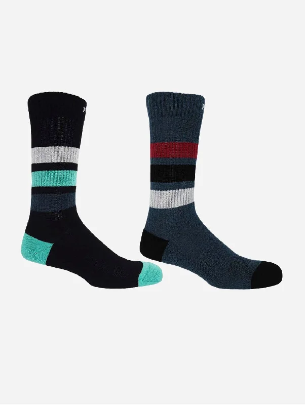 Striped Organic Men's Sport Socks Bundle - Black & Navy