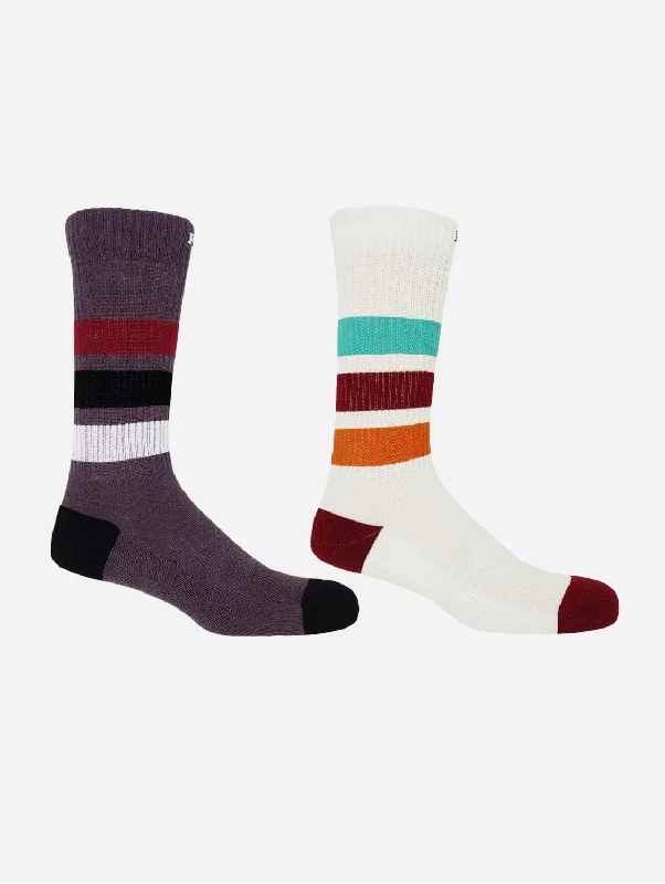 Striped Organic Men's Sport Socks Bundle - Mauve & White