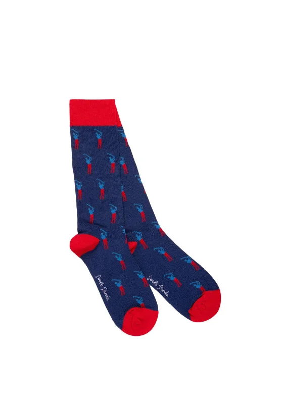 Swole Panda Golfer Socks, Blue Multi UK7-11