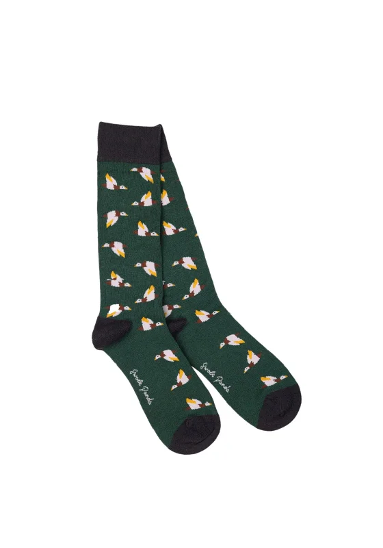 Swole Panda Flying Grouse Bamboo Socks, Green UK7-11