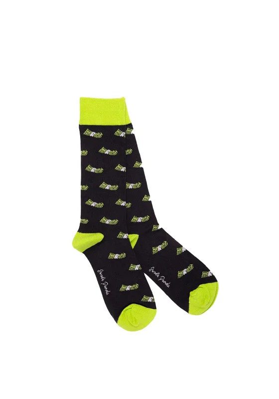 Swole Panda Money Stack Bamboo Socks, Navy & Green