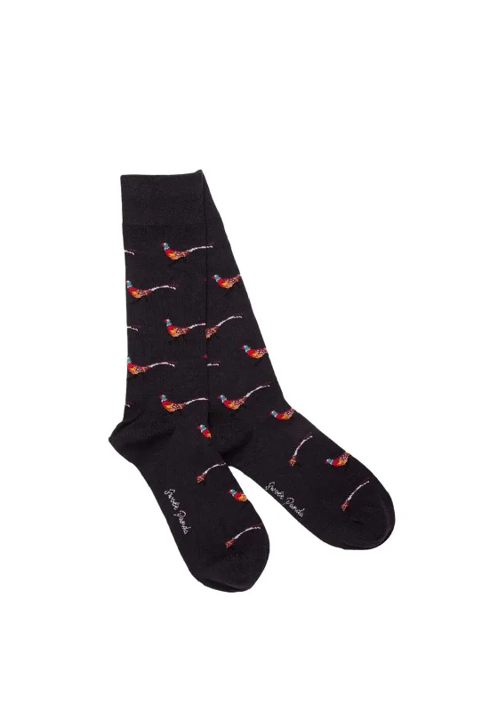 Swole Panda Pheasant Bamboo Socks, Navy