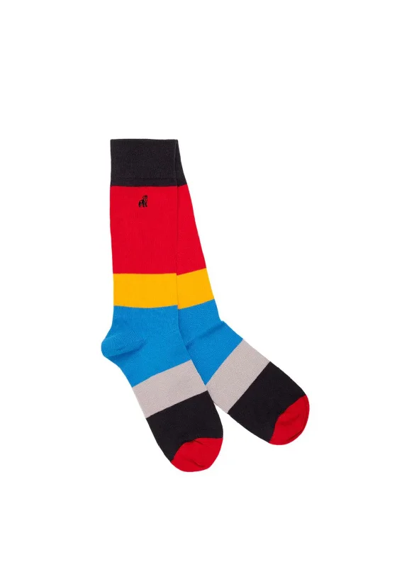 Swole Panda Large Striped Bamboo Socks, Red Multi