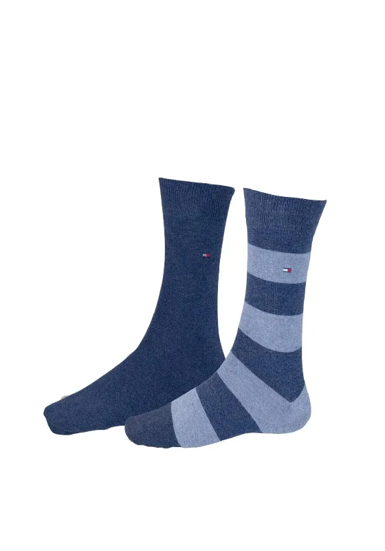 Tommy Hilfiger Mens Stripe Sock Twin Pack, Coast Blue UK5.5-8