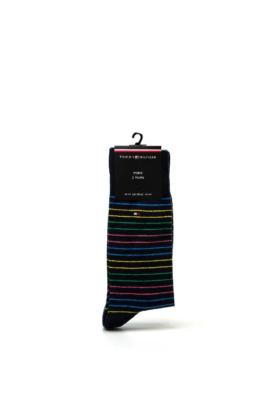 Tommy Hilfiger 2 Pack Stripe Socks, Olympic Blue & Navy Multi