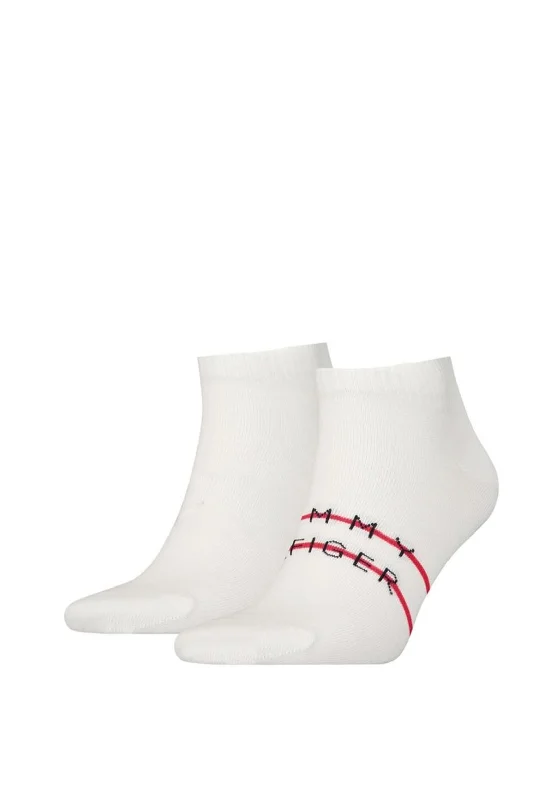 Tommy Hilfiger 2 Pack Stripe Trainer Socks, White UK5.5-8