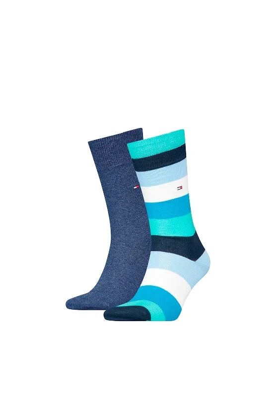 Tommy Hilfiger Mens Colour-Block Sock Twin Pack, Blue Combo UK5.5-8