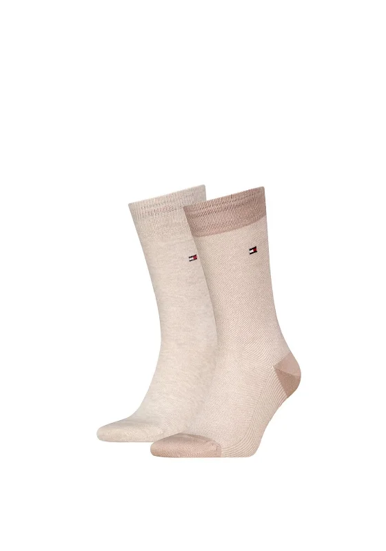 Tommy Hilfiger 2 Pack Birdseye Socks, Beige