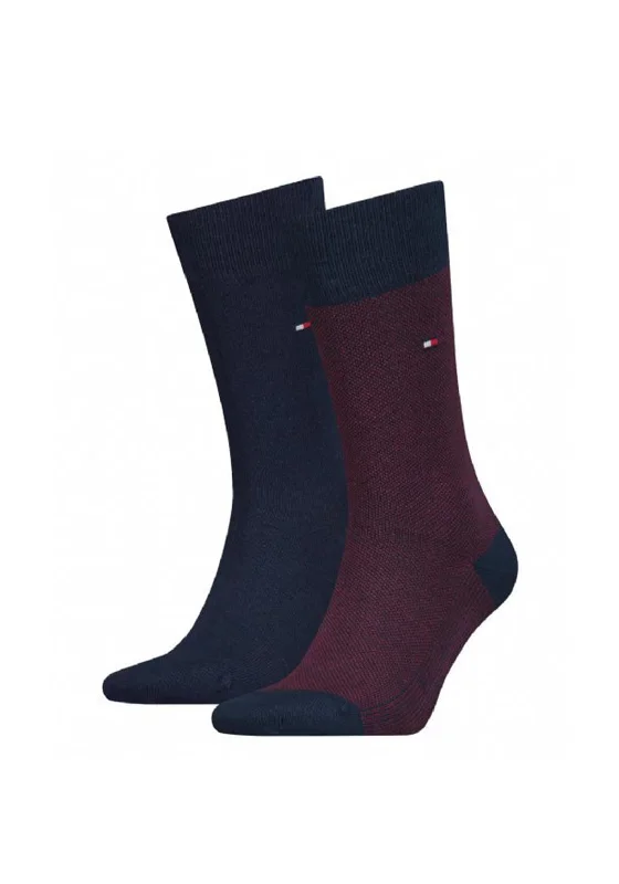 Tommy Hilfiger Birdeye Print 2 Pair Socks, Navy & Red