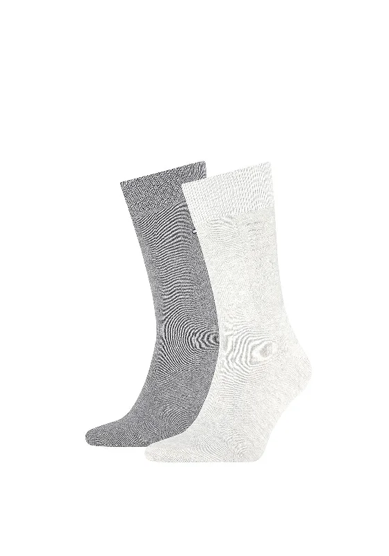 Tommy Hilfiger 2 Pack Logo Block Socks, Grey Melange