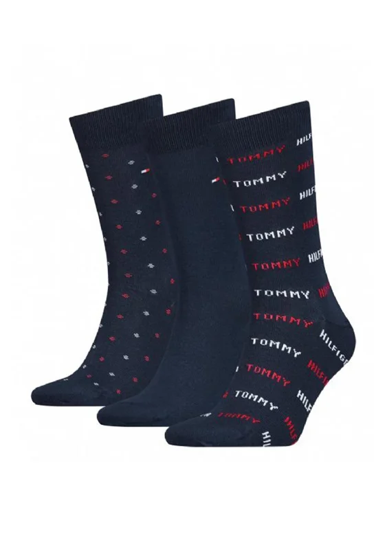 Tommy Hilfiger 3 Pair Socks Gift Set, Navy & Red