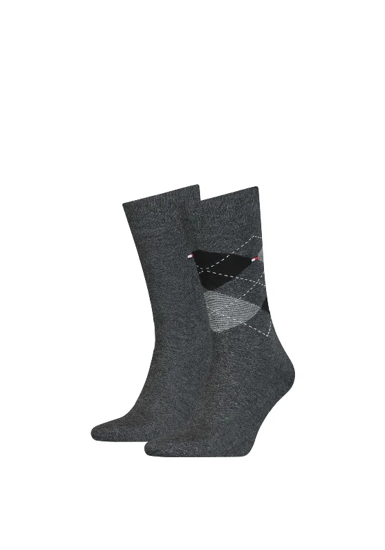 Tommy Hilfiger 2 Pack Classic Argyle Socks, Anthracite