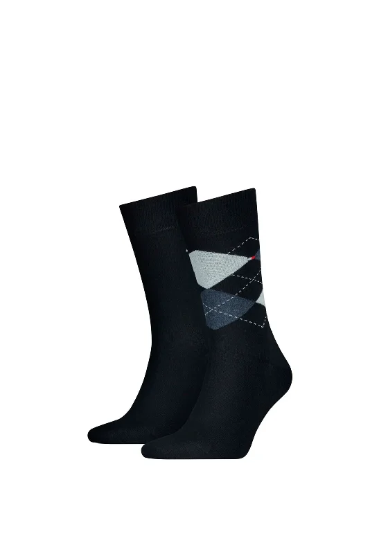 Tommy Hilfiger 2 Pack Classic Argyle Socks, Dark Navy