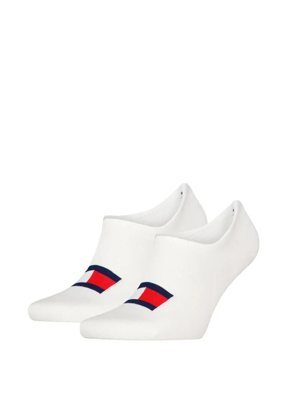 Tommy Jeans 2 Pack Flag Anti-Slip No-Show Socks, White