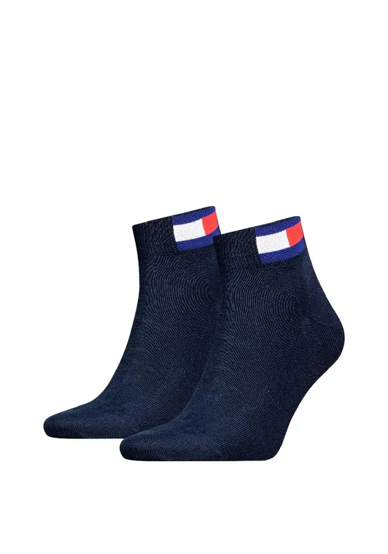 Tommy Jeans 2 Pack Flag Trainer Socks, Navy UK5-5-8